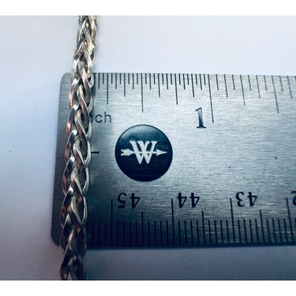 Estate Sterling Silver 925 Braided Chain Bracelet 8" Unisex Italy, Lobster Claw - Picture 8 of 10